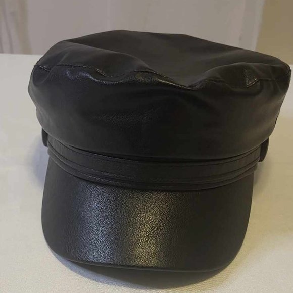 Women's Leather Army Black Casual Cap - Picture 3 of 4